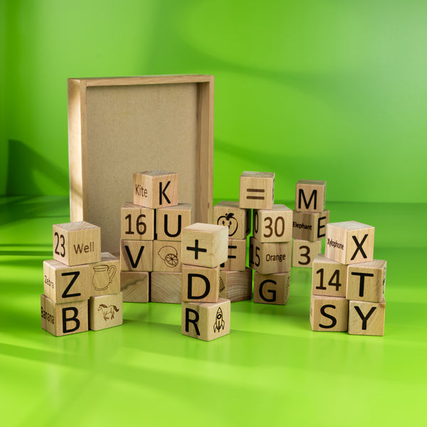 4-in-1 Wooden Block Set – 30 Big Learning Blocks