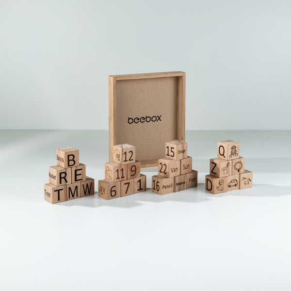 4-in-1 Wooden Block Set – 30 Big Learning Blocks
