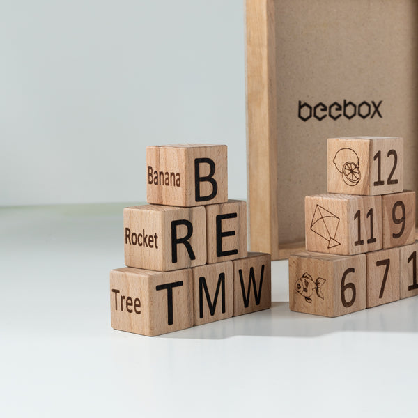 4-in-1 Wooden Block Set – 30 Big Learning Blocks