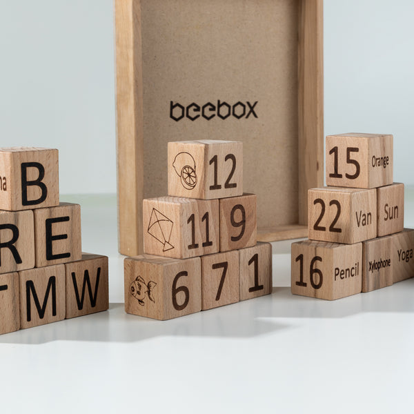 4-in-1 Wooden Block Set – 30 Big Learning Blocks