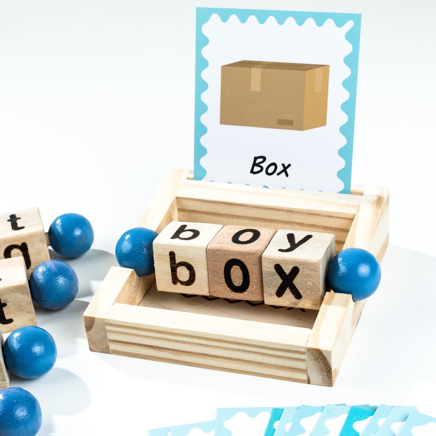 Wooden Spelling Blocks | Word Reading Blocks Game | Wooden Word Reading Blocks with Spelling Cards