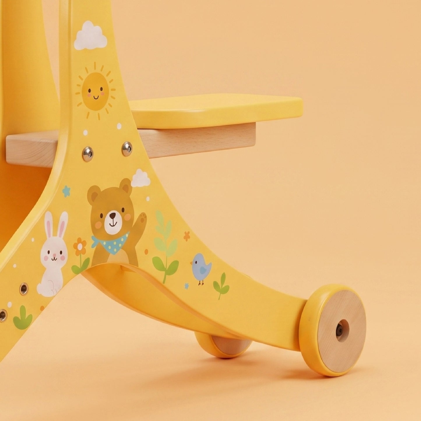 2-in-1 Wooden Push Walker & Ride-On Toy for Toddlers