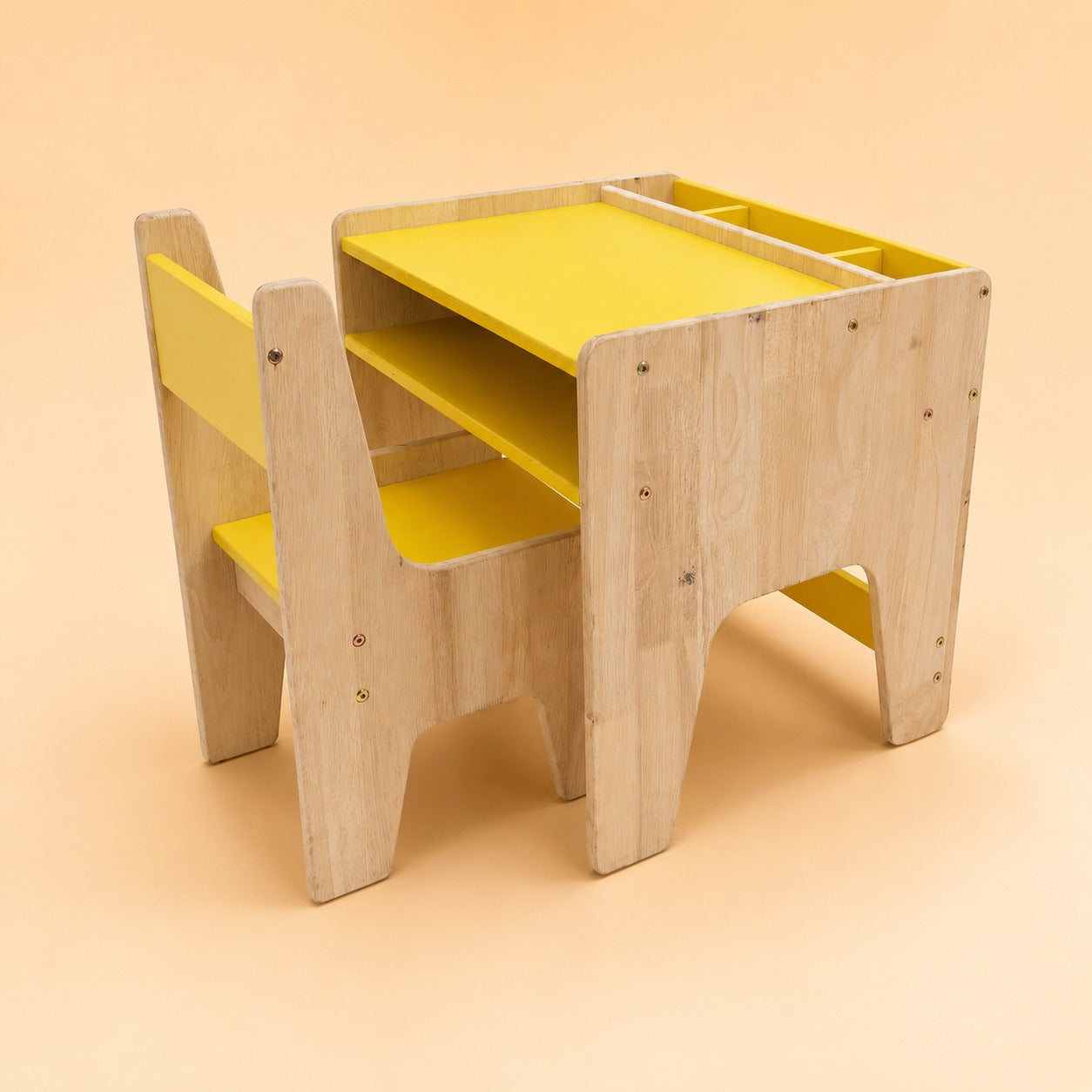 Wooden Kids Study Table & Chair Set with Storage | Montessori Desk