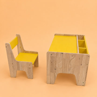 Wooden Kids Study Table & Chair Set with Storage | Montessori Desk