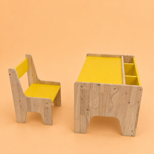Wooden Kids Study Table & Chair Set with Storage | Montessori Desk