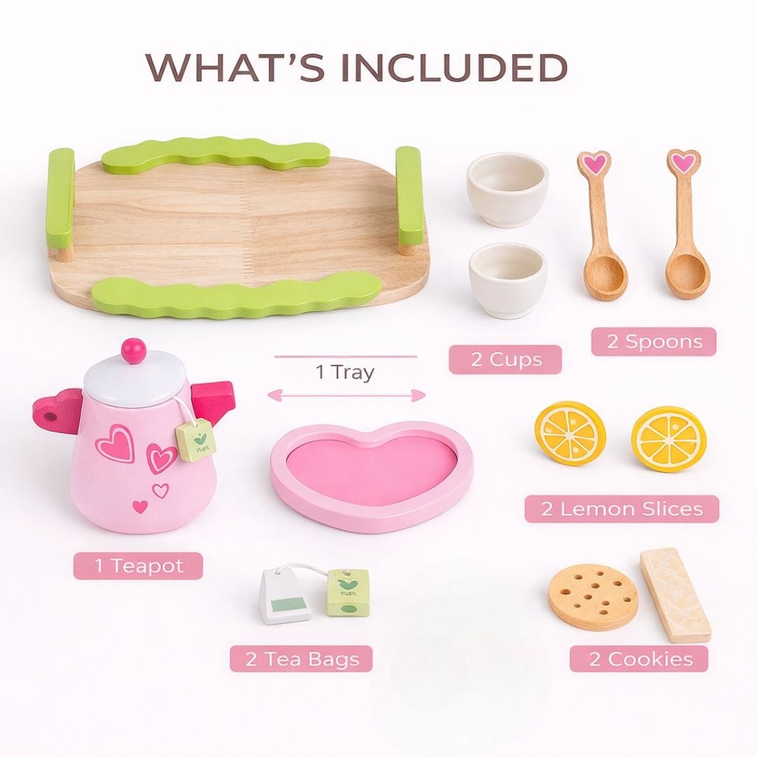 Wooden Tea Set for Kids | Montessori Pretend Play Tea Party Set