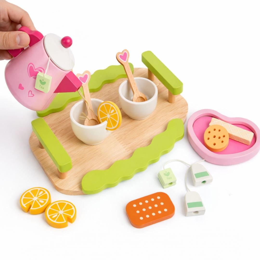 Wooden Tea Set for Kids | Montessori Pretend Play Tea Party Set