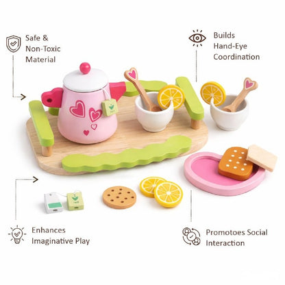 Wooden Tea Set for Kids | Montessori Pretend Play Tea Party Set