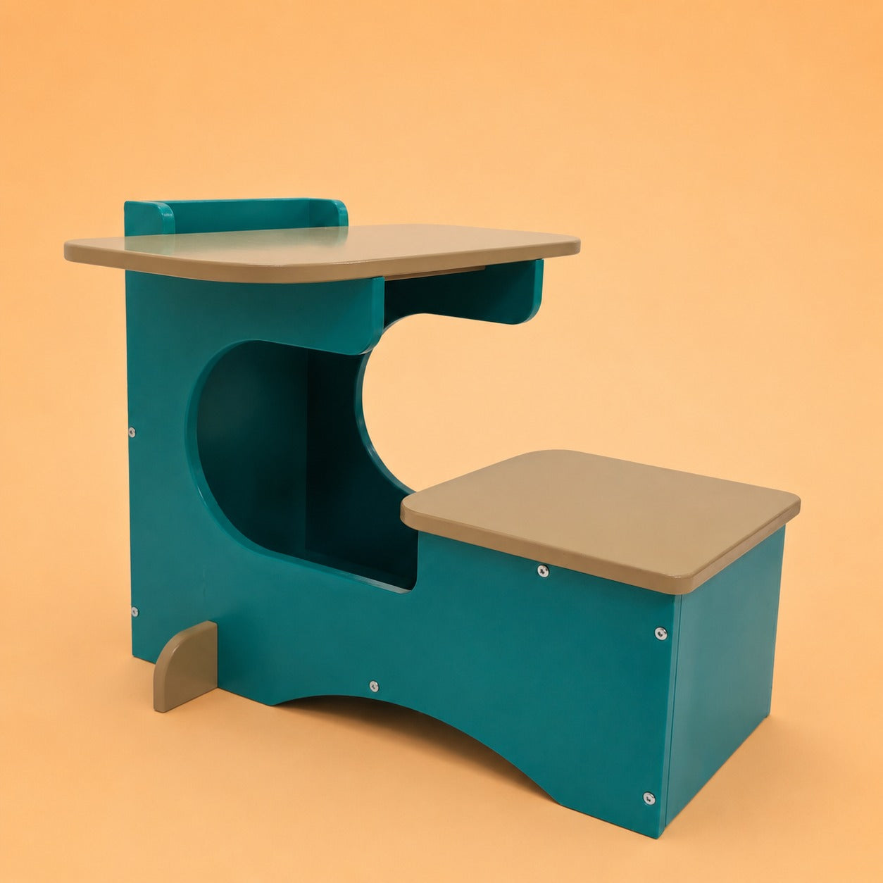 2-in-1 Montessori Learning Tower & Toddler Desk | Wooden Kitchen Helper Stool with Table & Seat for Kids