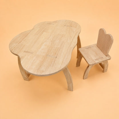 Arty Buds Wooden Kids Table & Chair Set | Montessori Study & Activity Furniture | Premium Natural Wood