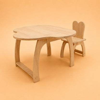 Arty Buds Wooden Kids Table & Chair Set | Montessori Study & Activity Furniture | Premium Natural Wood