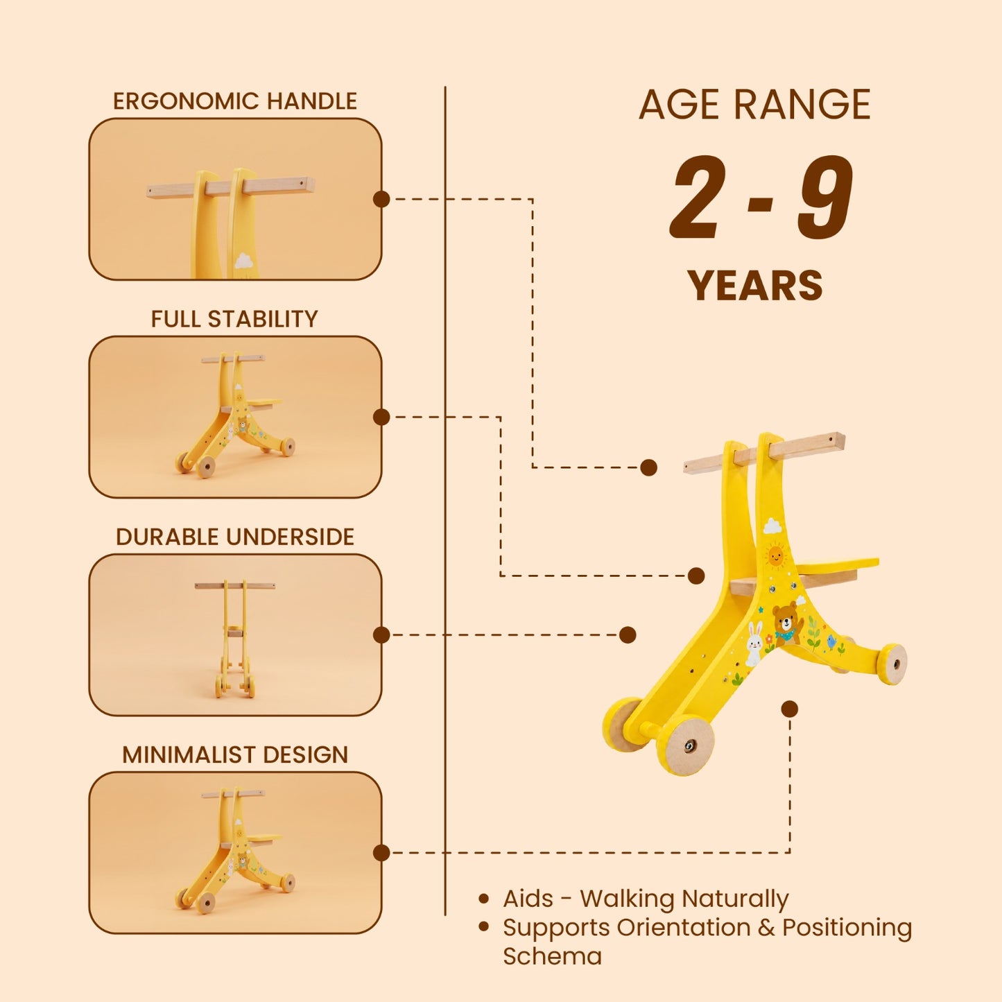 2-in-1 Wooden Push Walker & Ride-On Toy for Toddlers