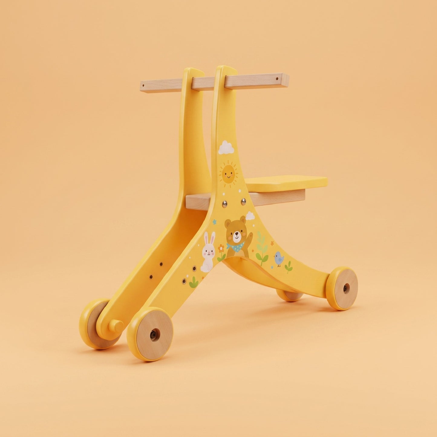 2-in-1 Wooden Push Walker & Ride-On Toy for Toddlers