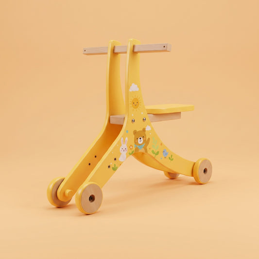 2-in-1 Wooden Push Walker & Ride-On Toy for Toddlers