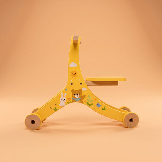 2-in-1 Wooden Push Walker & Ride-On Toy for Toddlers